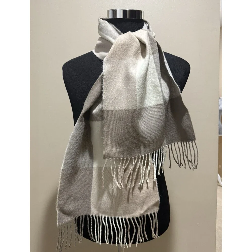 English Cashmere Tartan Plaid Scarf Fringe Soft Wool Winter Wrap Shawl